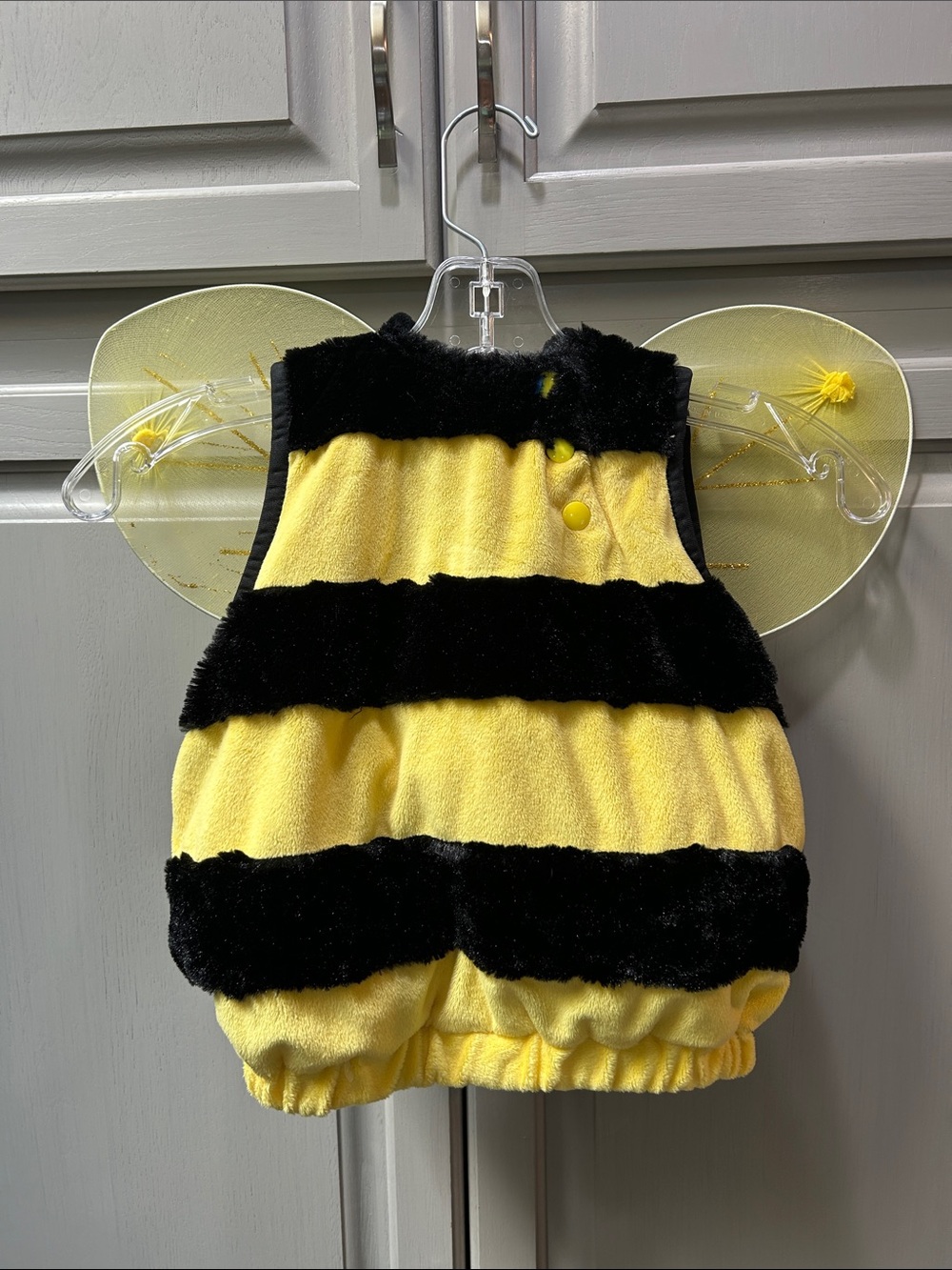 Infant Plush Yellow & Black Bumblebee Costume with Wings Size 6-12 Months